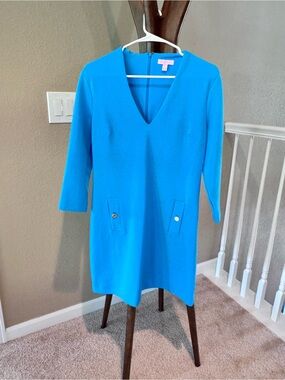 Lilly Pulitzer Bright Blue V-Neck Dress